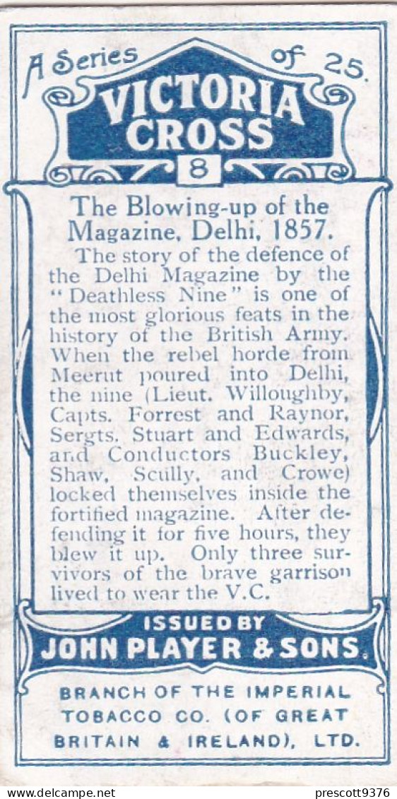 Victoria Cross 1914 -Players Cigarette Card - Military - 8 Blowing The Magazine, Delhi 1857 - Player's