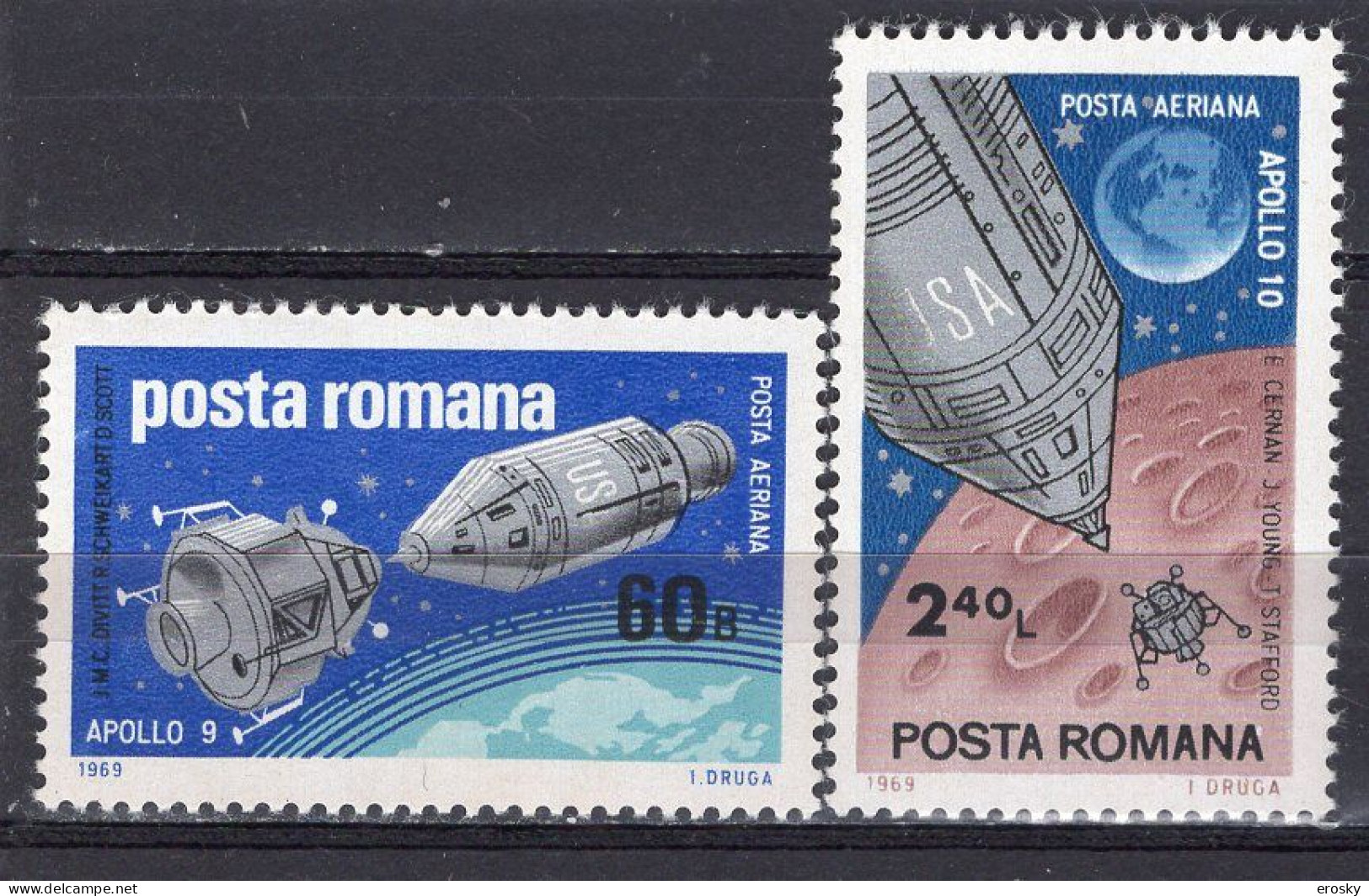 S2539 - ROMANIA ROUMANIE AERIENNE Yv N°219/20 ** ESPACE SPACE - Neufs