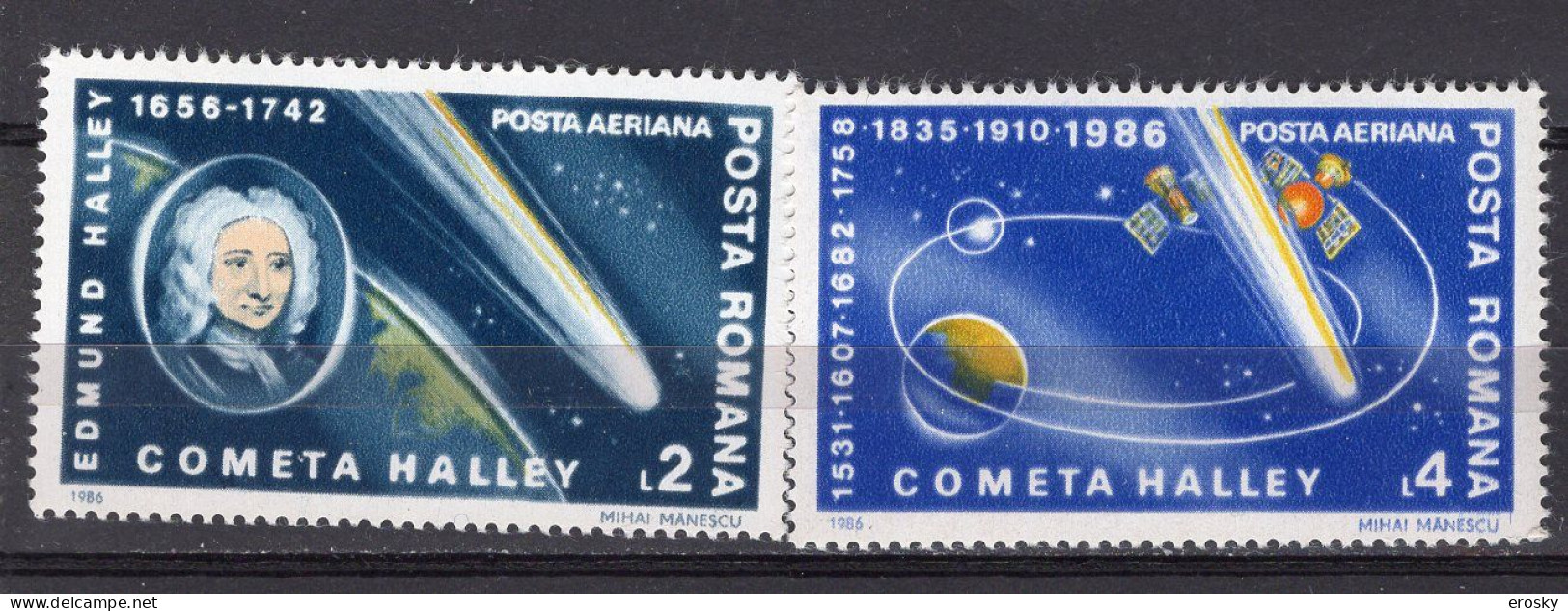 S2543 - ROMANIA ROUMANIE AERIENNE Yv N°299/300 ** COMETE DE HALLEY - Ungebraucht