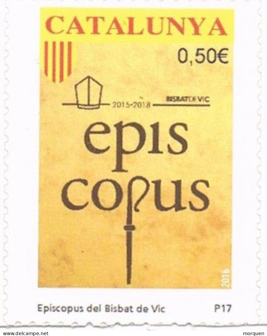 Sello Viñeta 0,50 Euro CATALUNYA 2016, Episcopus Del Obisopado De VIC ** - Plaatfouten & Curiosa
