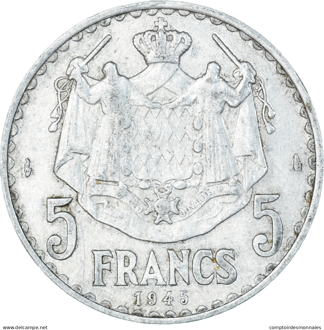 Monnaie, Monaco, 5 Francs, 1945 - 1922-1949 Louis II.