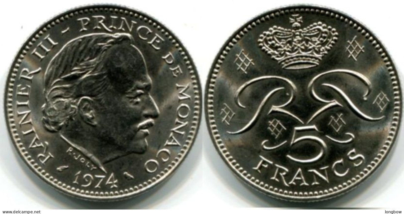 Principato Di Monaco 5 Francs 1974 Rainier III KM#150 - Used - 1960-2001 Nouveaux Francs