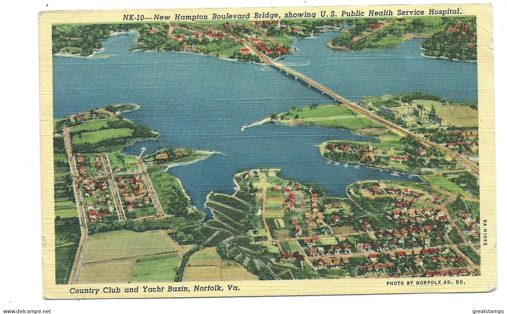 Usa   Postcard  Virginia  Country Club And Yacht Basin. Posted 1954 Us Navy Cache Large Skeleton - Norfolk