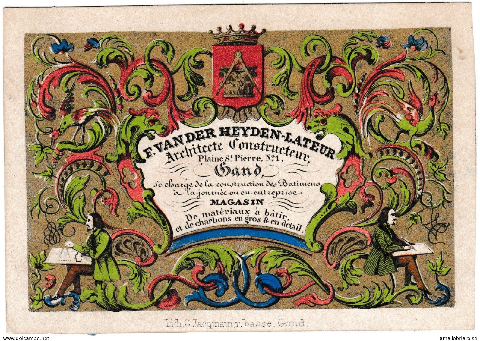 Belgique, "Carte Porcelaine" Porseleinkaart, 118x 82mm,F. Vander Heyden-Lateur, Architecte Constructeur à Gand, Gend - Porzellan