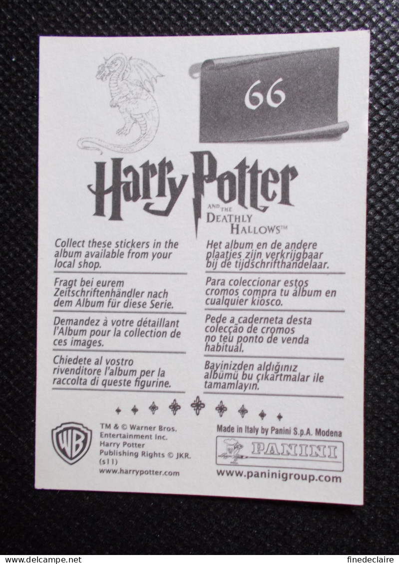 Vignette Autocollante Panini - Harry Potter Et Les Reliques De La Mort - And The Deathly Hallows - N° 66 - Edition Anglaise