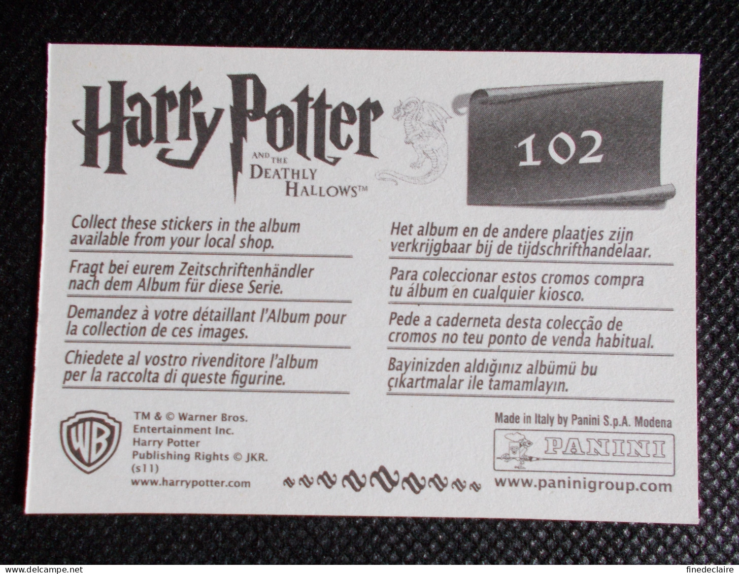 Vignette Autocollante Panini - Harry Potter Et Les Reliques De La Mort - And The Deathly Hallows - N° 102 - Edición  Inglesa