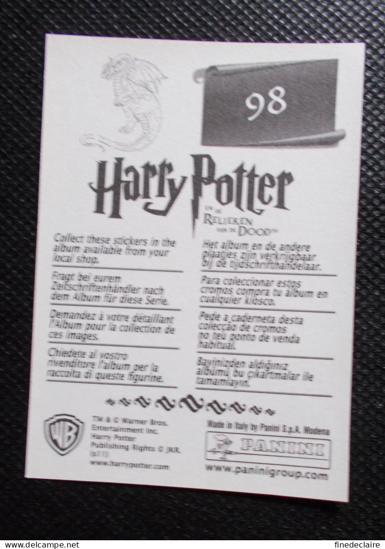 Vignette Autocollante Panini - Harry Potter Et Les Reliques De La Mort - En De Relieken Van De Dood - N° 98 - Nederlandse Uitgave