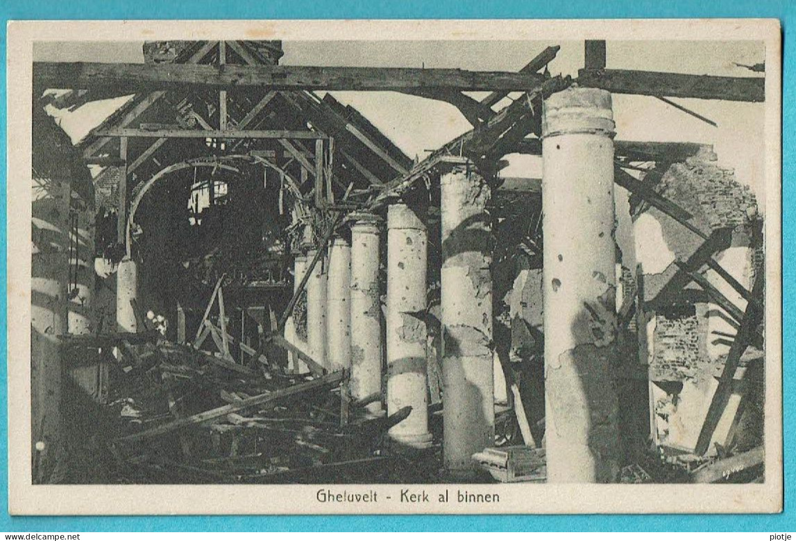 * Geluveld - Gheluvelt (Zonnebeke - Ieper - Ypres) * (Uitgever A. Herman - Hoet) Kerk Al Binnen, Ruines De L'église - Zonnebeke