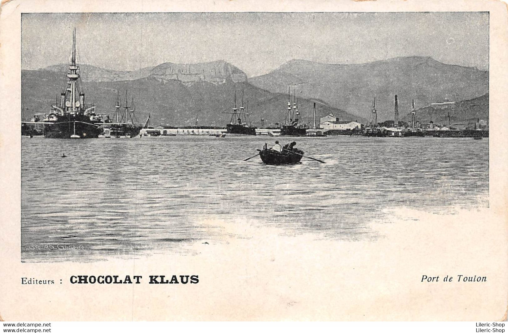 CPA PUBLICITAIRE ± 1910 ►ÉDITÉE PAR CHOCOLAT KLAUS► LE PORT DE TOULON - Werbepostkarten