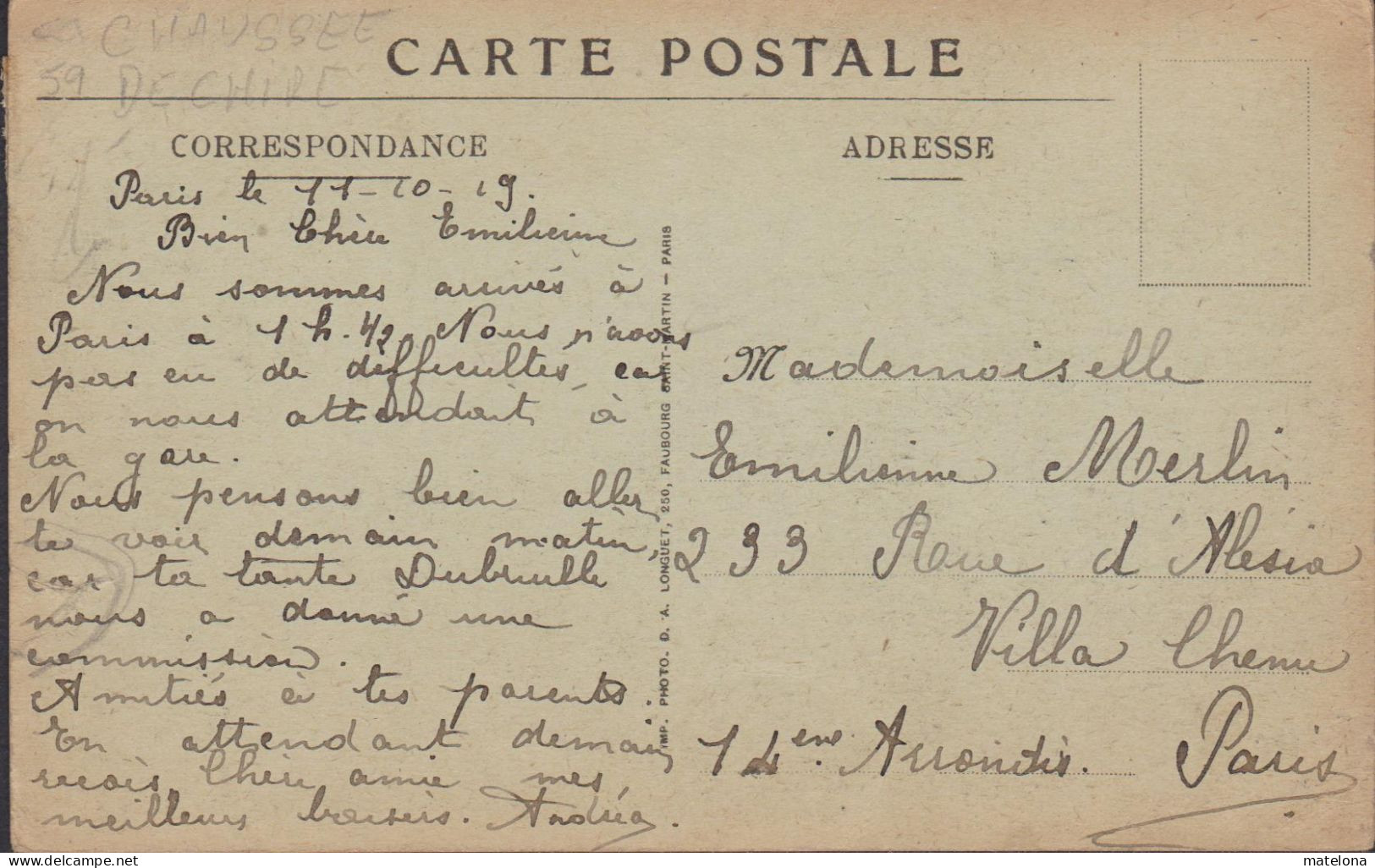 NORD ARLEUX DU NORD APRES LA GUERRE LA RUE DE LA CHAUSSEE  (déchirure Cote Droit Bas Recto 1 Centimètres) - Arleux