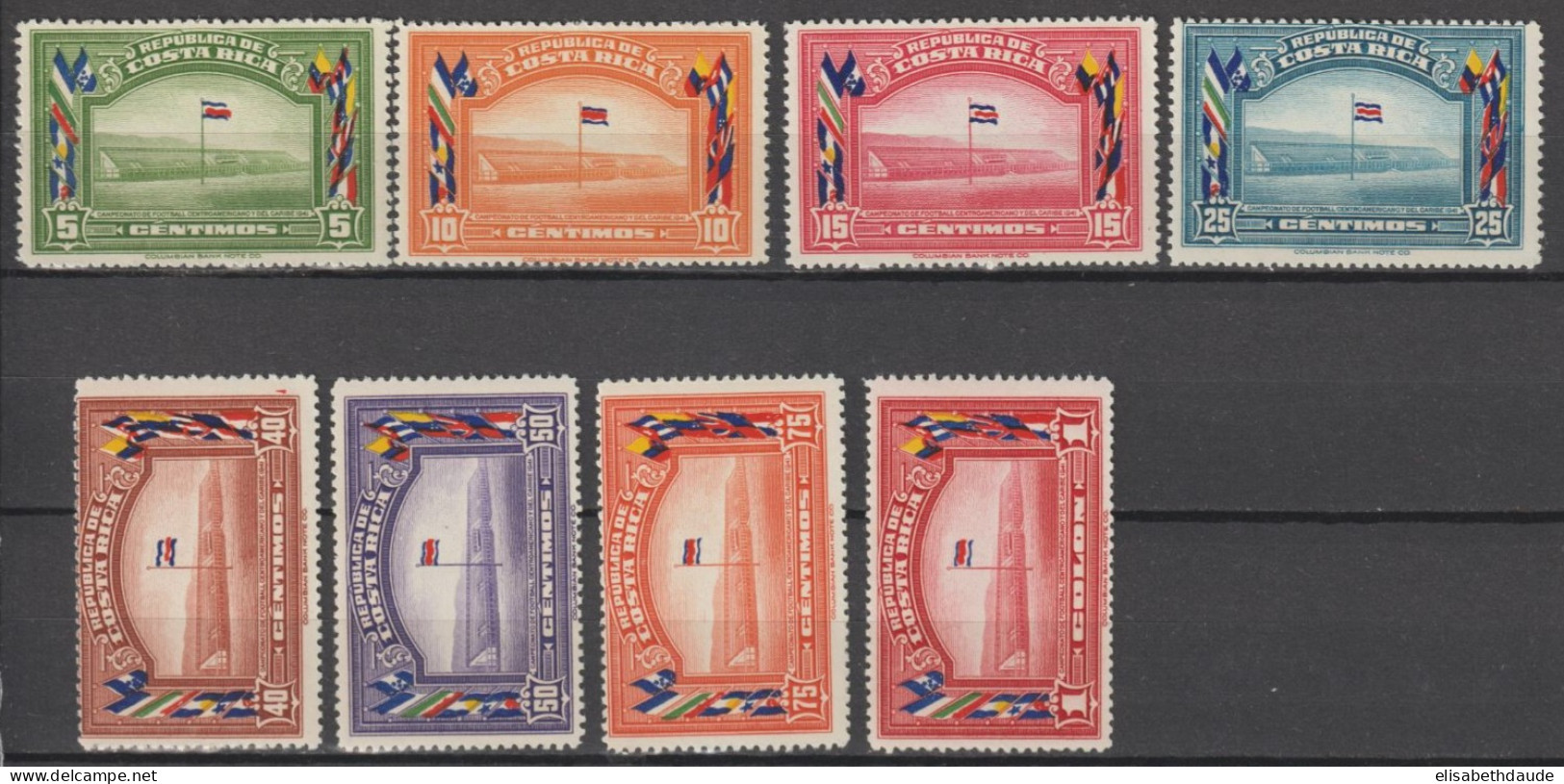 COSTA RICA - 1941 - SERIE COMPLETE RARE YVERT N°190/197 * MLH - COTE = 190 EUR - Costa Rica