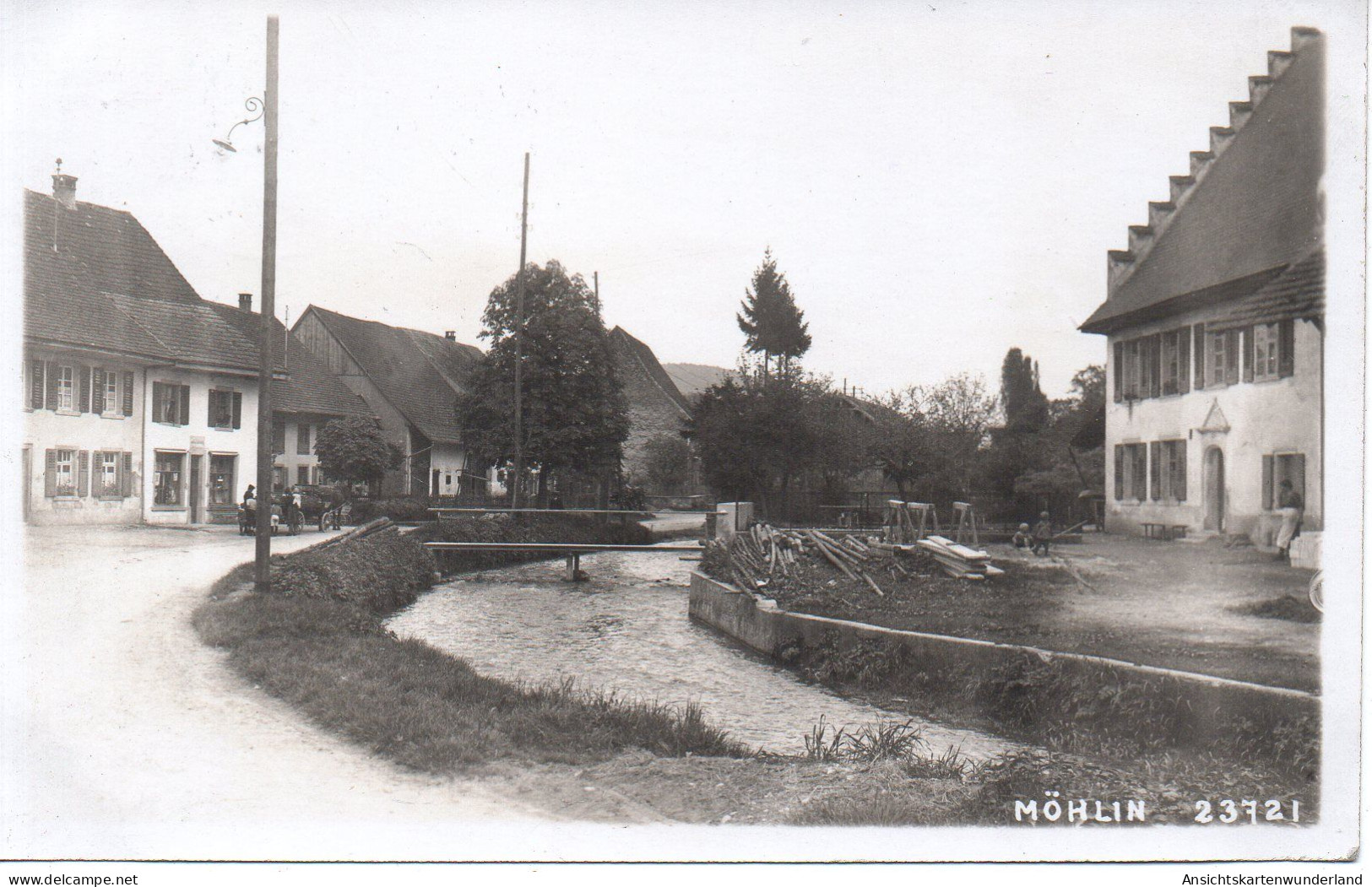 Möhlin - Ortspartie Mit Bach Und Brücke 1949 (12823) - Möhlin