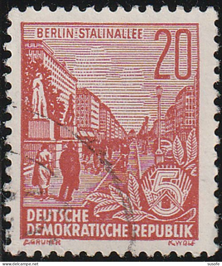 Alemania DDR 1958 Scott 333 Sello º Berlin Stalin Boulevard All Stalin Michel 580A Yvert 317A Germany Stamps Timbre - Gebraucht