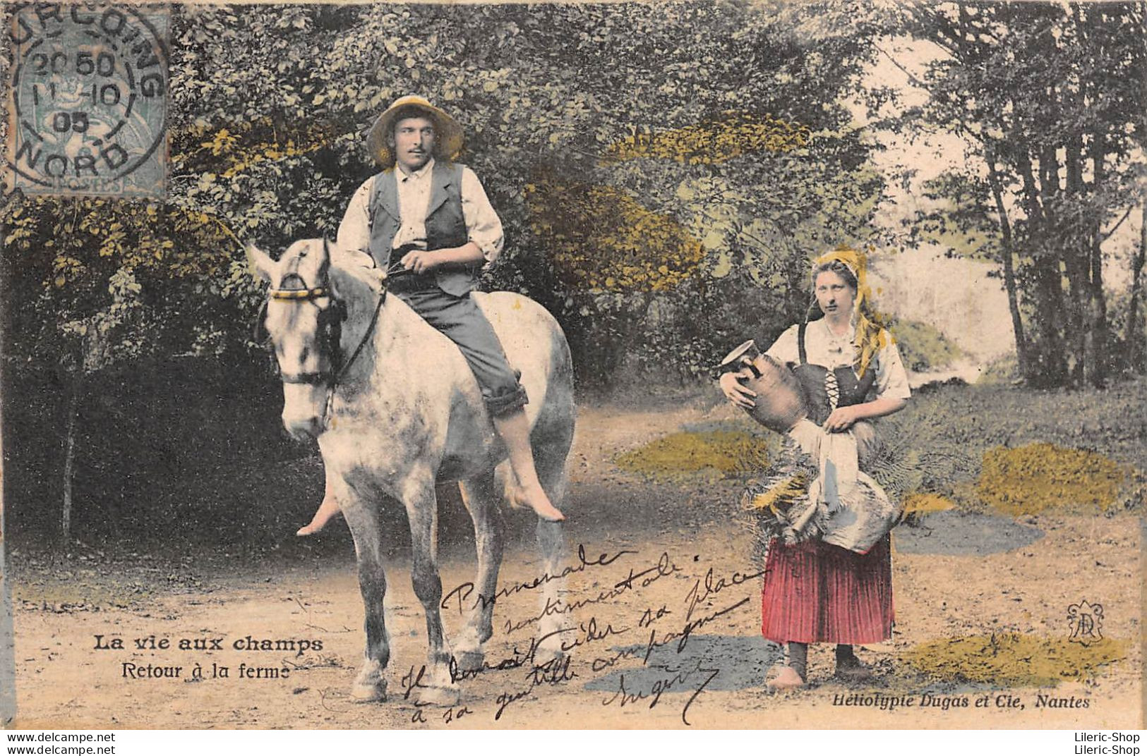 Cpa 1905 LA VIE AUX CHAMPS Le Retour à La Ferme Paysans Cheval ▬ Série ? Dugas Et Cie - Boerderijen