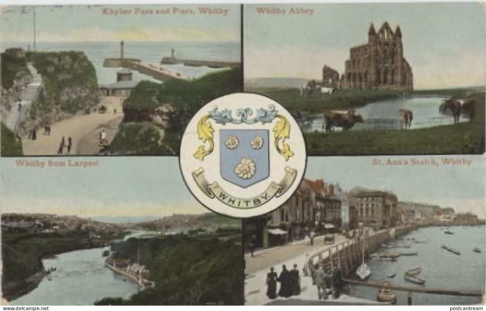 UK WHITBY England Vintage View Postcard Multi-view 1910 - Chattanooga