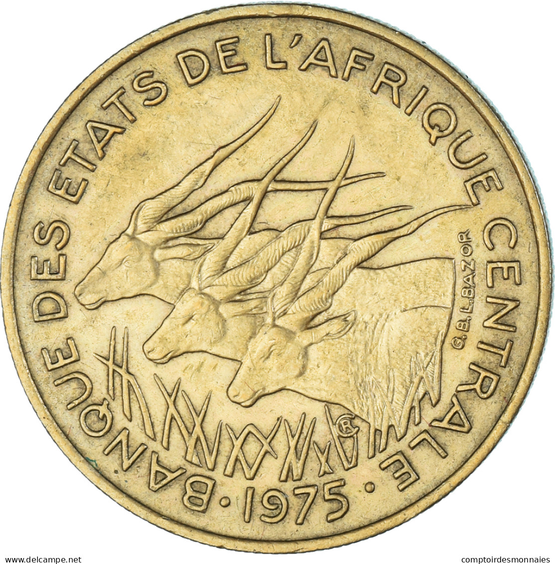 Monnaie, États De L'Afrique Centrale, 25 Francs, 1975 - Centrafricaine (République)