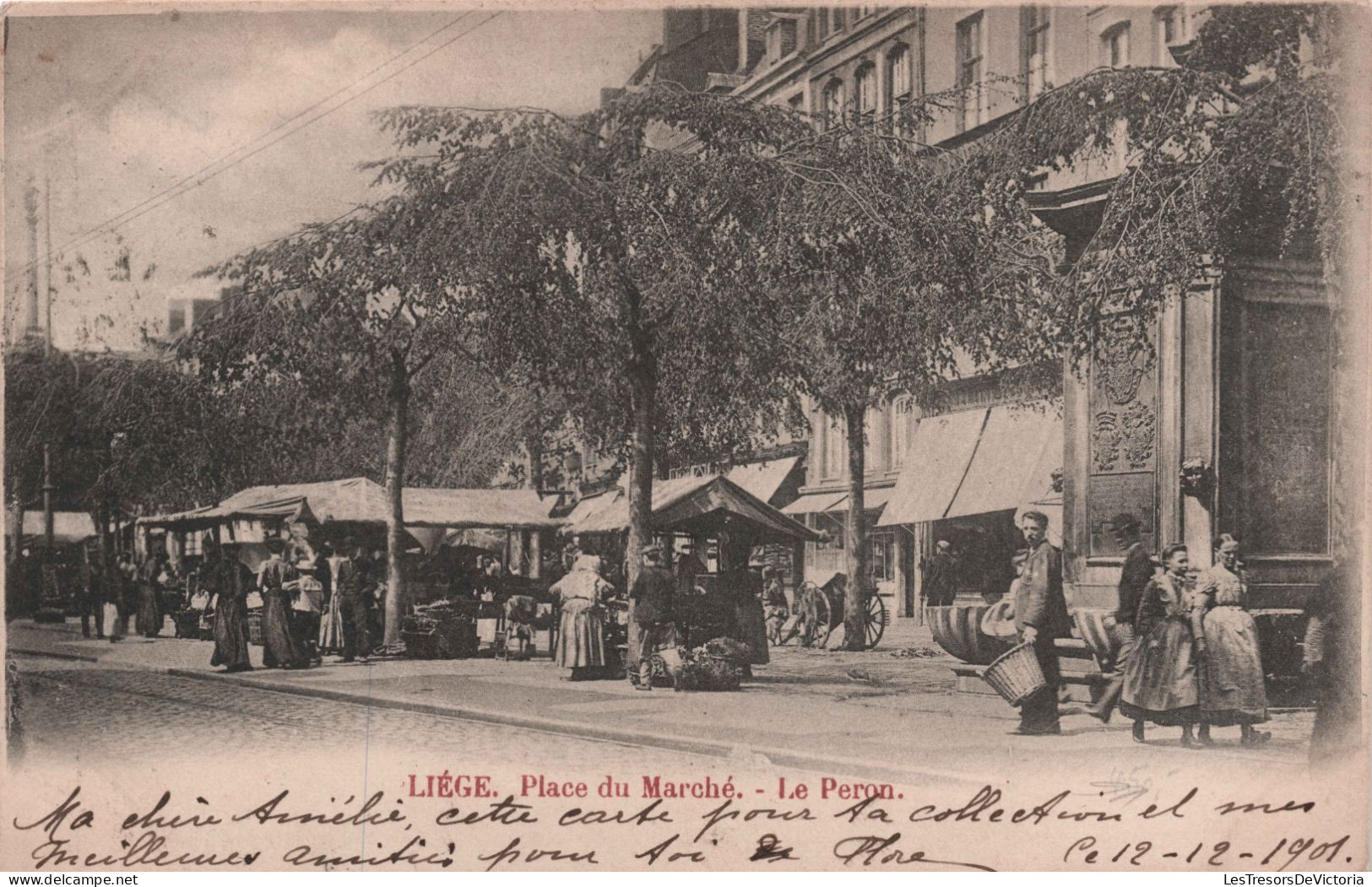 BELGIQUE - Liege - Place Du Marché - Le Peron -  Carte Postale Ancienne - - Liege