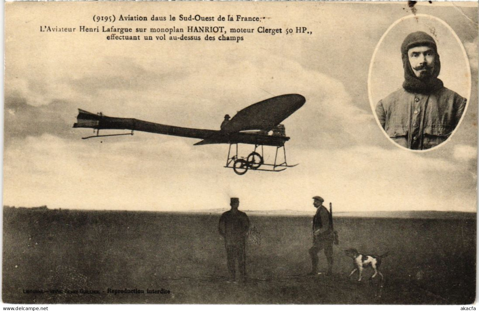 PC PILOTE AVIATEUR HENRI LAFARGUE MONOPLAN HANRIOT AVIATION (a34501) - Aviateurs