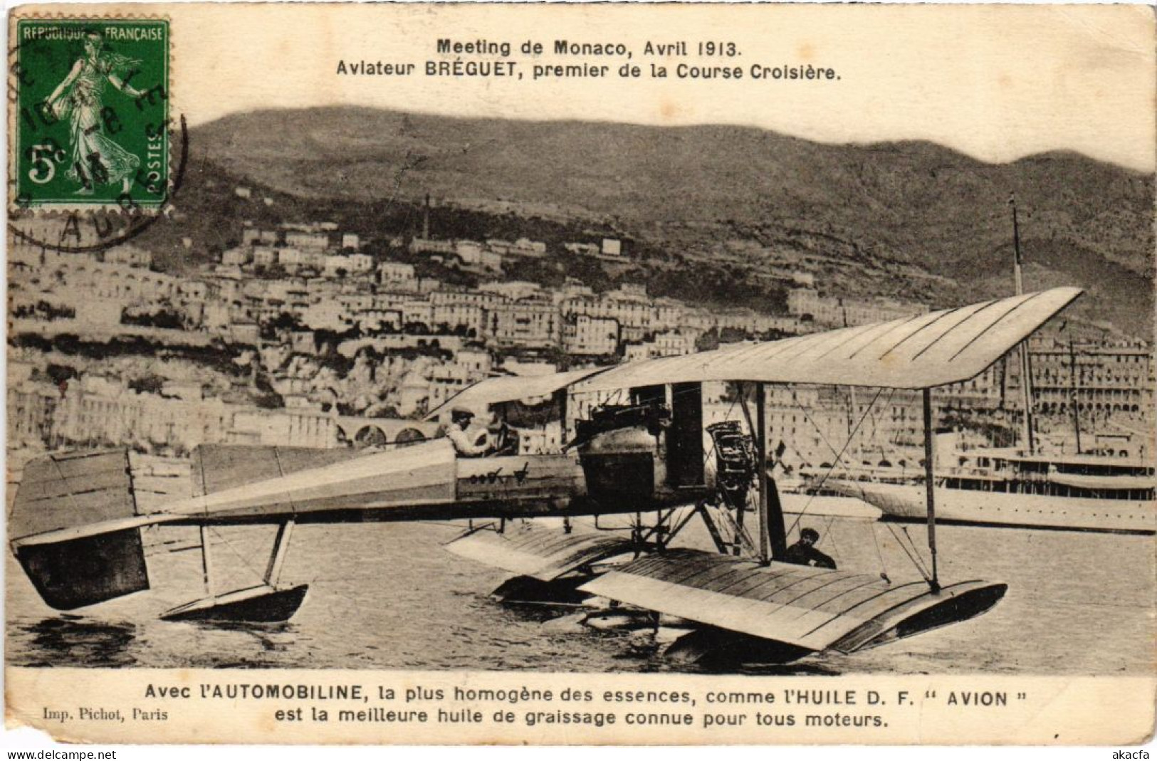 PC PILOTE AVIATEUR BREGUET MEETING DE MONACO 1913 AVIATION (a34524) - Aviateurs