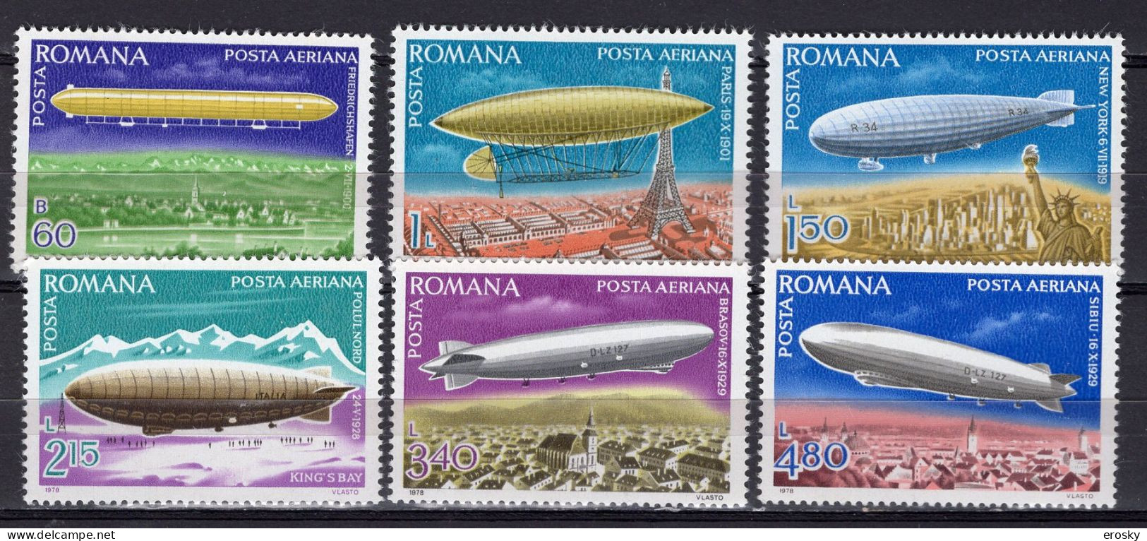 S2565 - ROMANIA ROUMANIE AERIENNE Yv N°253/58 ** DIRIGEABLES - Unused Stamps