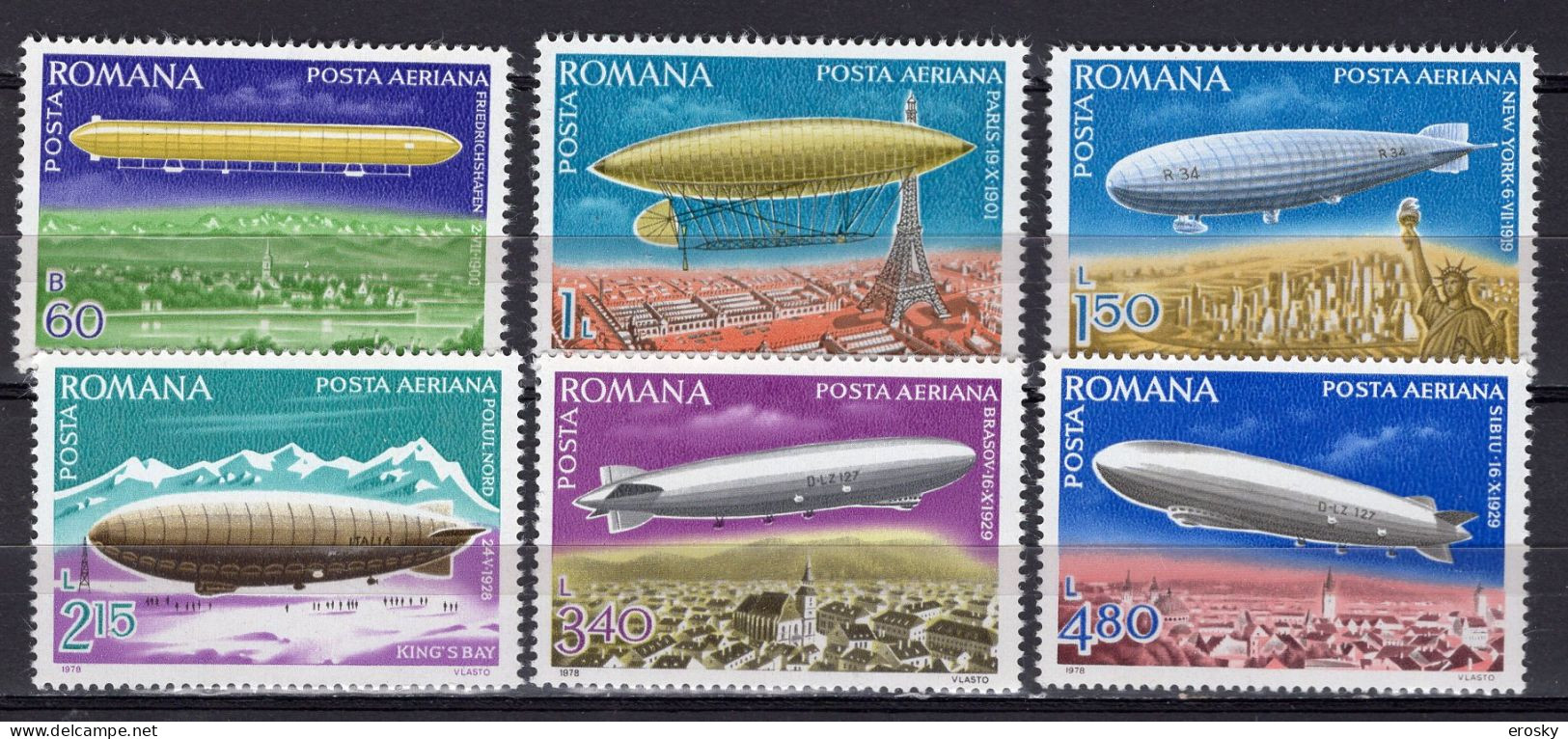 S2565 - ROMANIA ROUMANIE AERIENNE Yv N°253/58 ** DIRIGEABLES - Ungebraucht