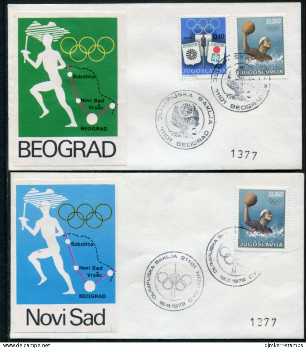 YUGOSLAVIA 1972 Olympic Torch Reout Through Yugoslavia, Set Of 4 Covers. - Brieven En Documenten