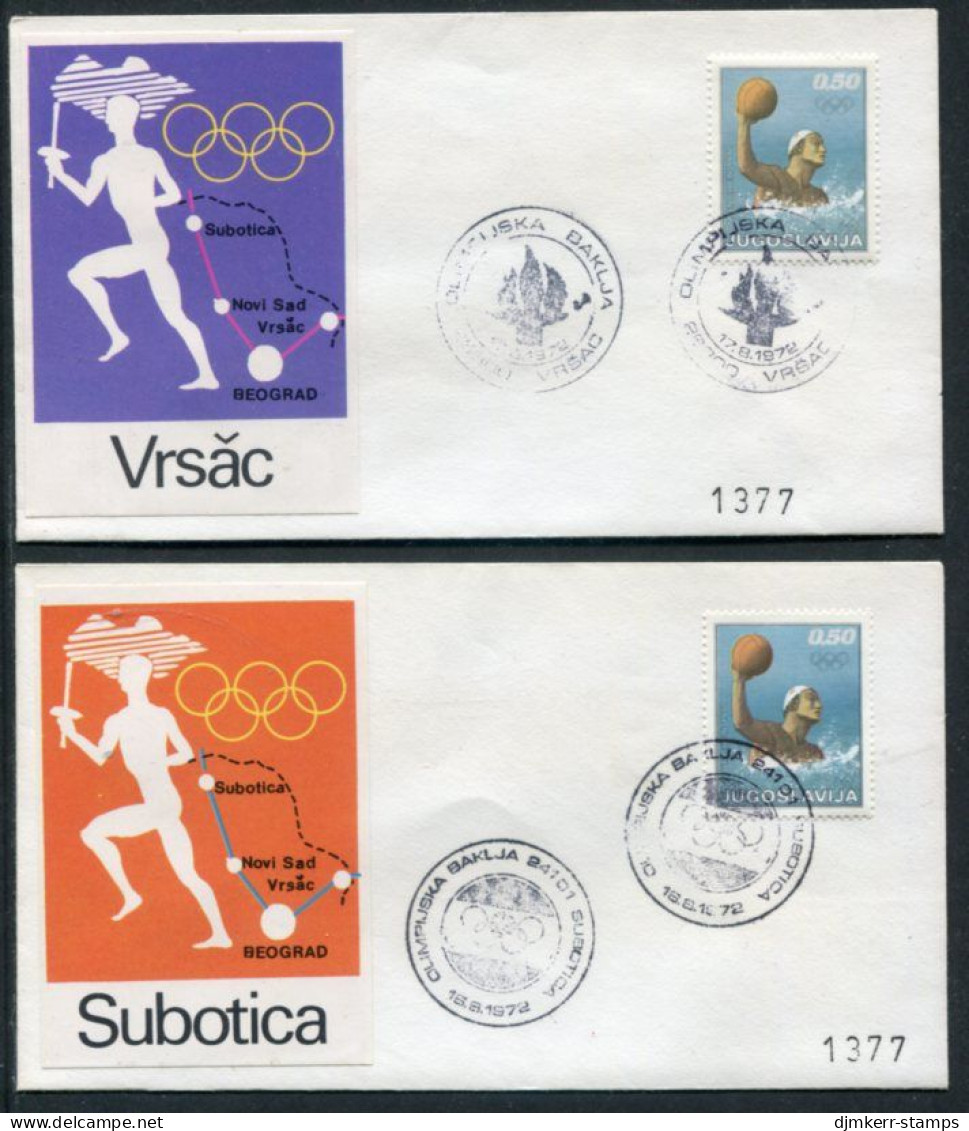 YUGOSLAVIA 1972 Olympic Torch Reout Through Yugoslavia, Set Of 4 Covers. - Cartas & Documentos