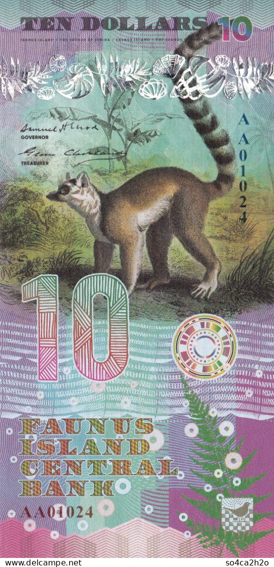 Faunus Island 10 Dollars 2020 Lemurien Emission Privée UNC - Fictifs & Spécimens