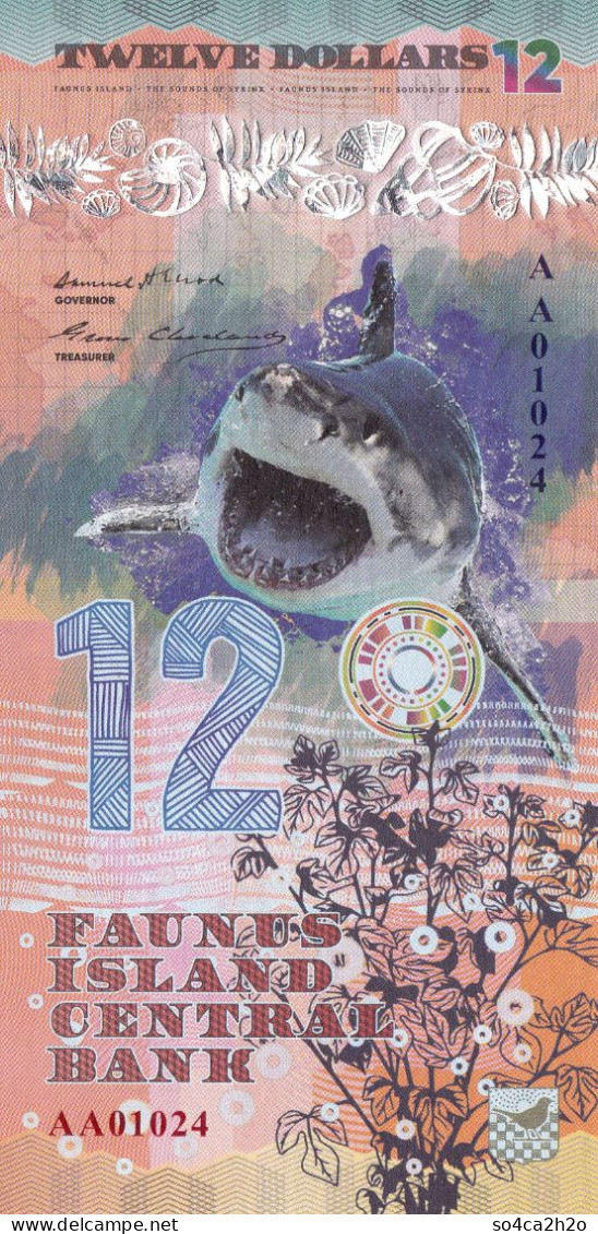 Faunus Island 12 Dollars 2020 Requin Emission Privée UNC - Fictifs & Spécimens
