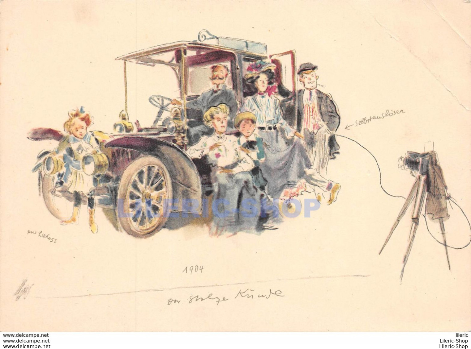 Künstler Ansichtskarte HANS LISKA / Postkarte MERCEDES-BENZ 1904 'Der Stolze Künde' Car / Auto / Voiture - PKW