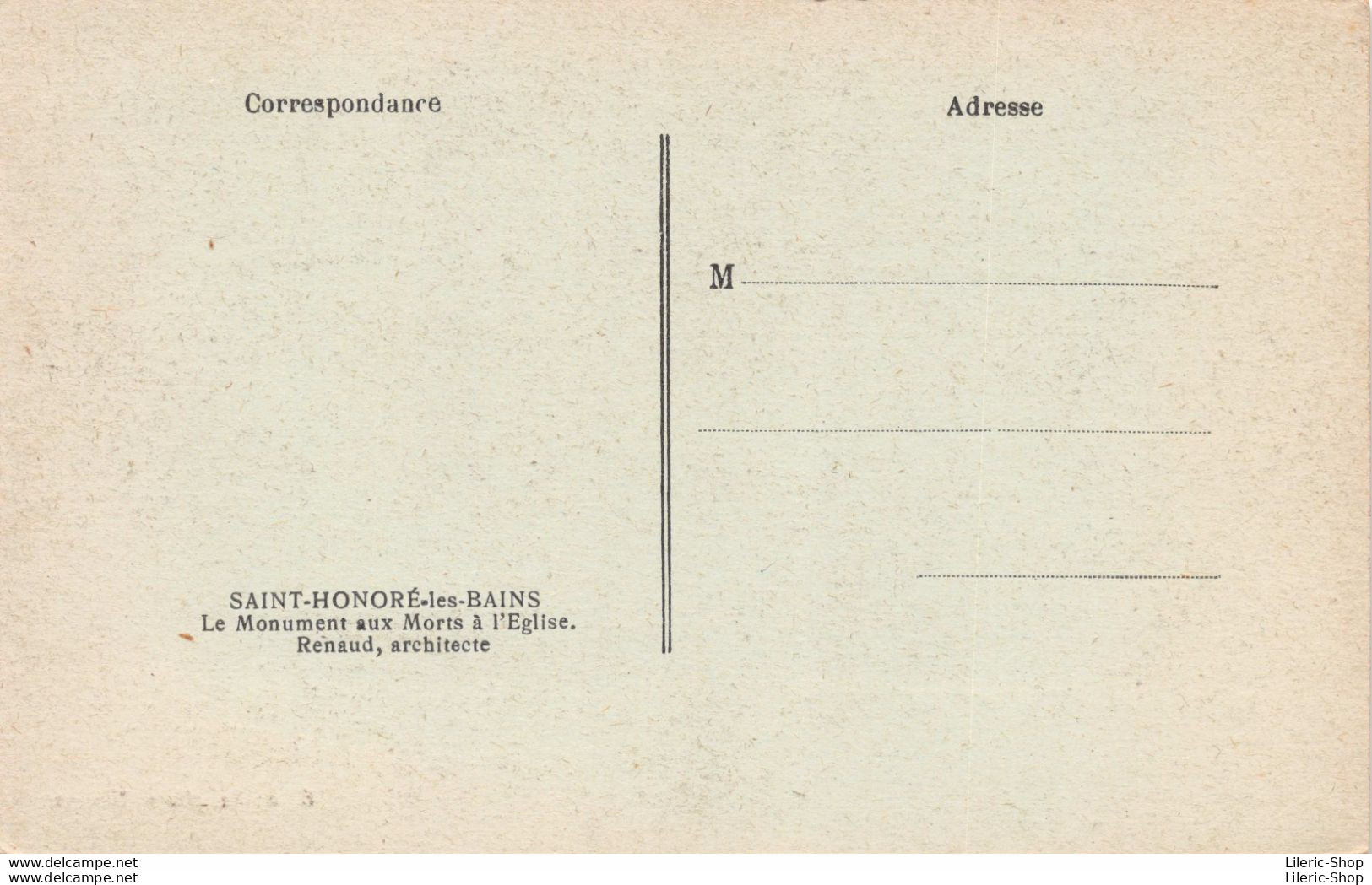 SAINT-HONORÉ-LES-BAINS (58) CPA ± 1930 - MONUMENT AUX MORTS À L'ÉGLISE # RENAUD, ARCHITECTE - Saint-Honoré-les-Bains