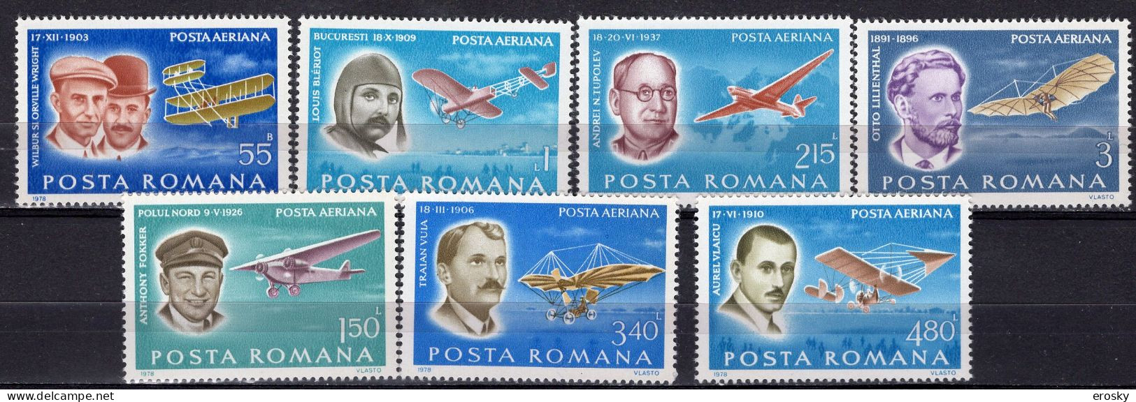 S2566 - ROMANIA ROUMANIE AERIENNE Yv N°259/65 ** AVIATION - Nuovi