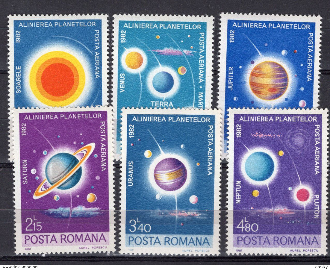 S2568 - ROMANIA ROUMANIE AERIENNE Yv N°269/74 ** ASTRONOMIE - Neufs