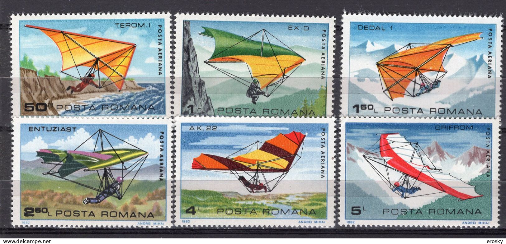 S2570 - ROMANIA ROUMANIE AERIENNE Yv N°276/81 ** VOL A VOILE - Unused Stamps