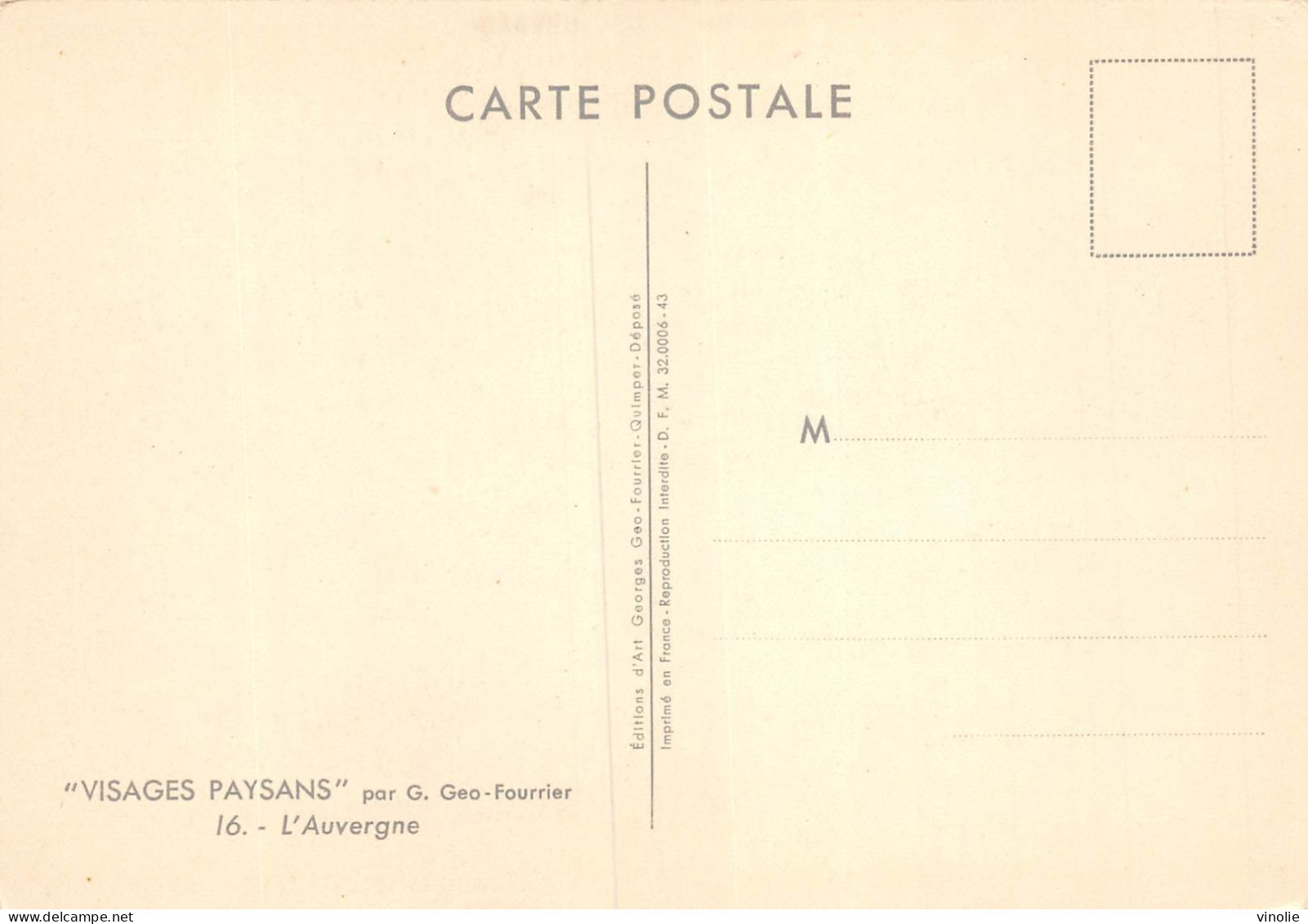 23-JK-1649 : CARTE ILLUSTREE PAR GEO-FOURRIER. L'AUVERGNE - Fourrier, G.