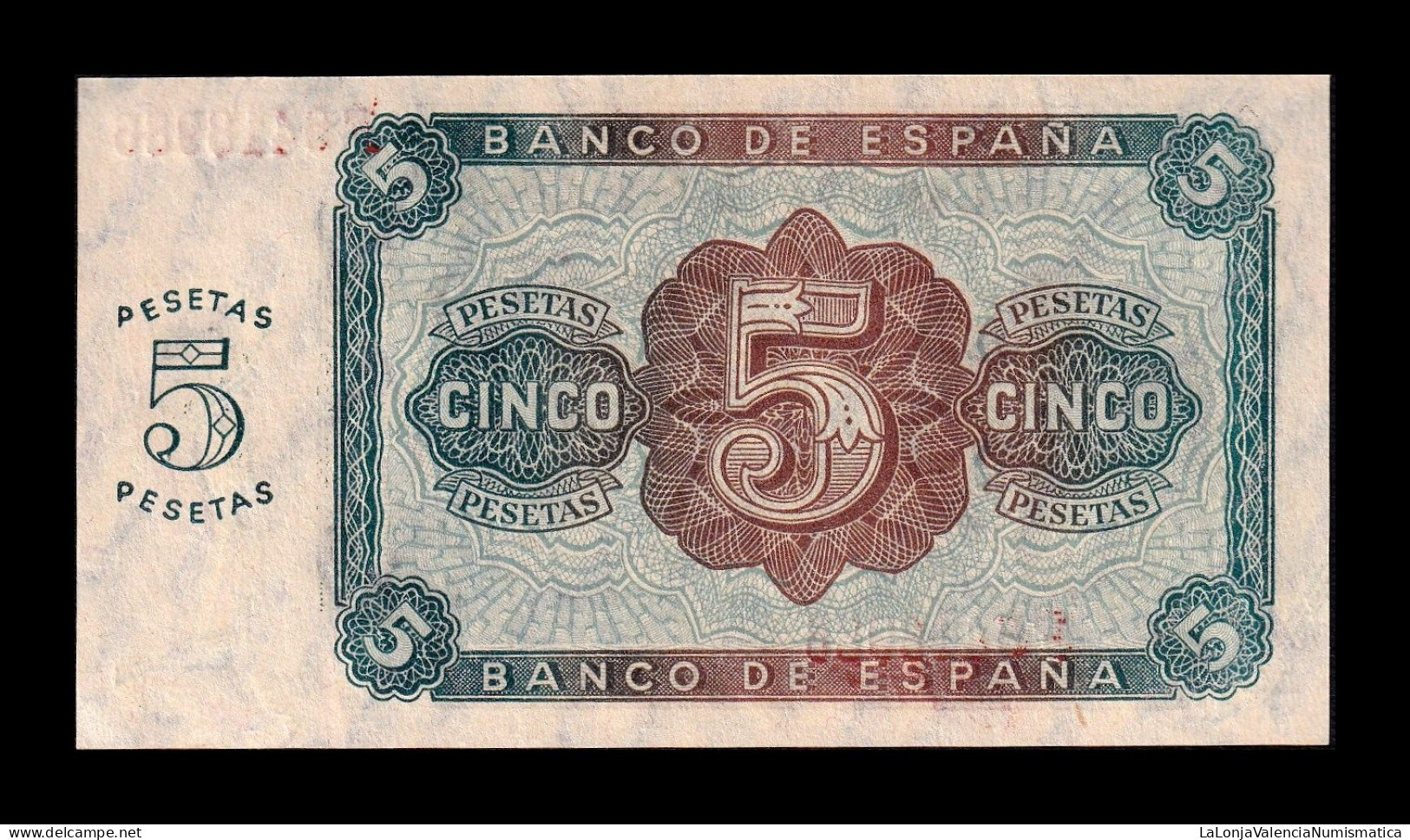 España Spain 5 Pesetas Burgos 1938 Pick 110 Serie F Sc Unc - 5 Pesetas