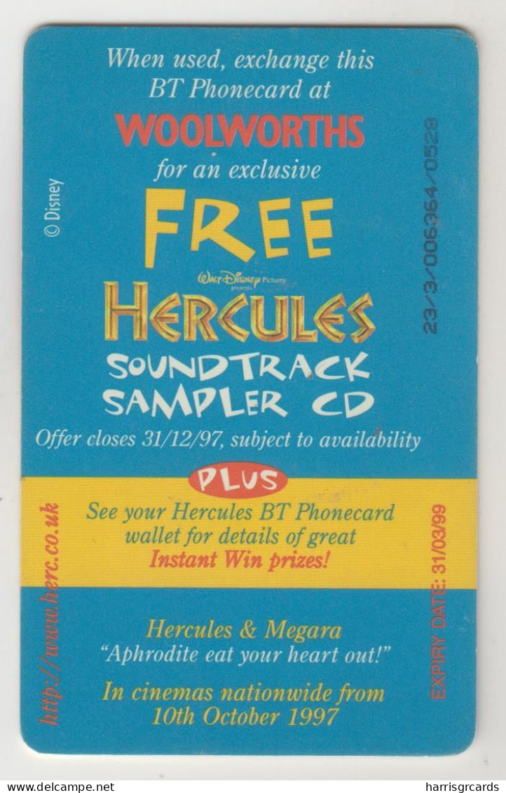 UK - Hercules & Megara Disney, BCC, 03/99, 5 £, Used - BT Generale