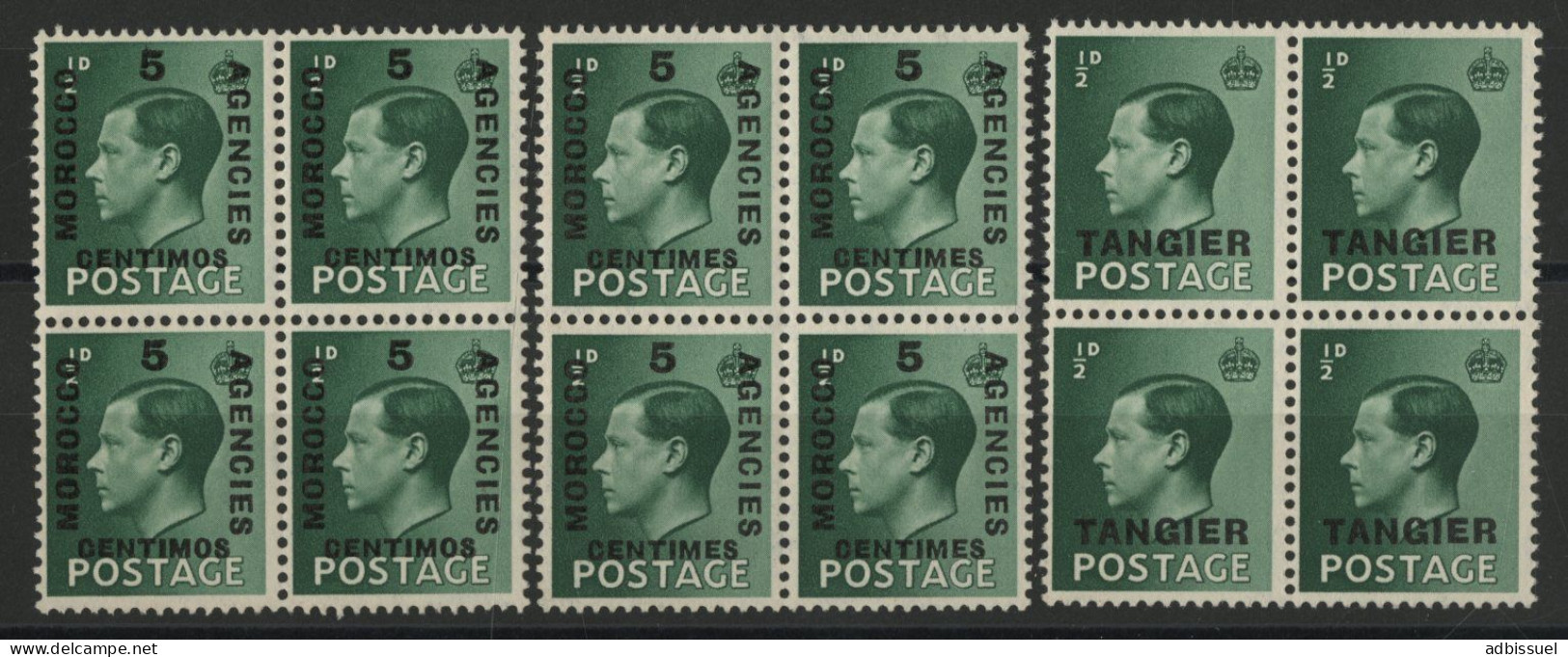 MAROC MAROCCO Edward VIII Zone Espagnole N° 66 + Zone Française N° 37 + TANGER N° 11 Neufs ** (MNH) En Blocs De 4.TB - Morocco Agencies / Tangier (...-1958)