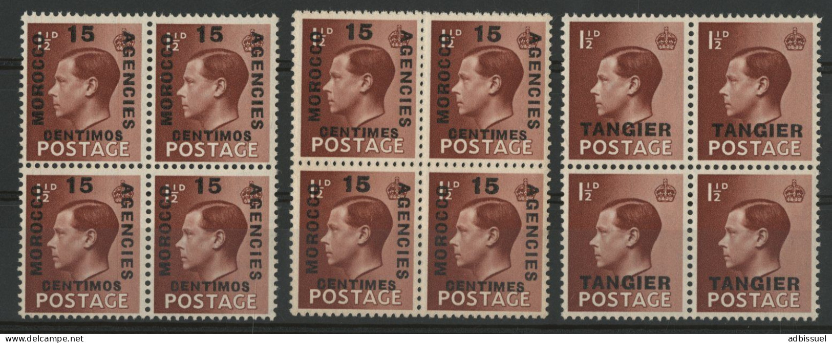 MAROC MAROCCO Edward VIII Zone Espagnole N° 68 + Zone Française N° 38 + TANGER N° 13 Neufs ** (MNH) En Blocs De 4.TB - Postämter In Marokko/Tanger (...-1958)