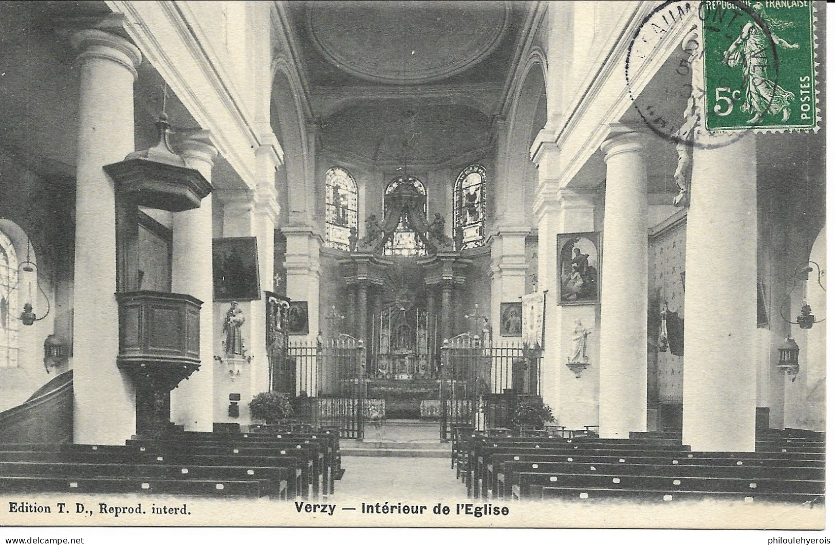 CPA 51 VERZY Intérieur De L'église 1907 Superbe - Verzy