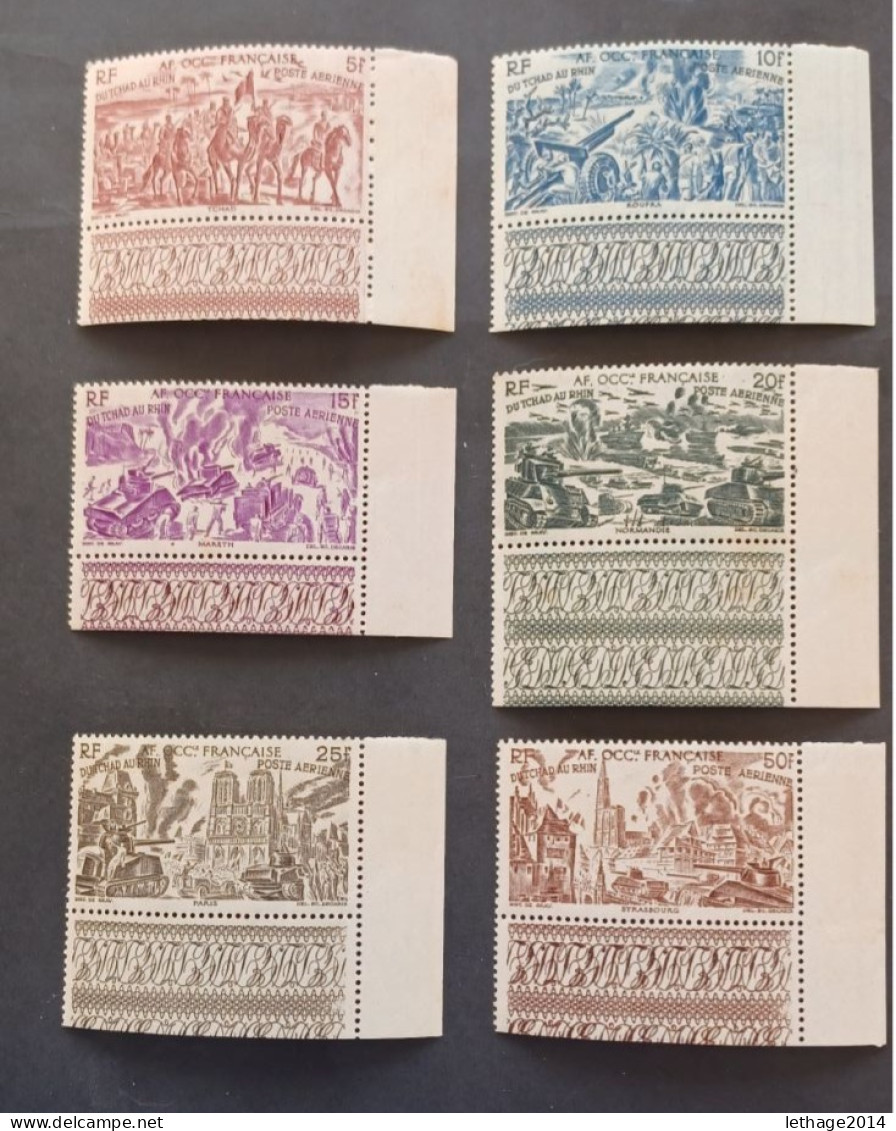 FRANCE COLONIE AFRIQUE OCCIDENTALE 1946 TCHAD AU RHIN TYPES TIMBRES AERIENS D AFRIQUE EQUATORIALE CAT YVERT N. 5/10 MNH - 1946 Tchad Au Rhin