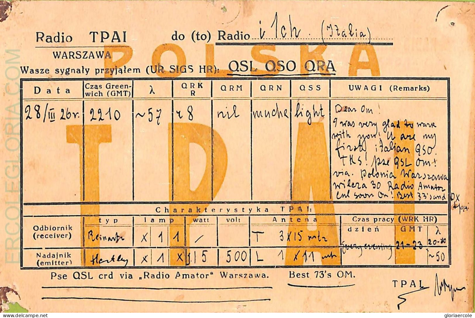 Ac6274 -  POLAND -  VINTAGE  POSTCARD -  Warszawa - 1926   RADIO CARD - Radio