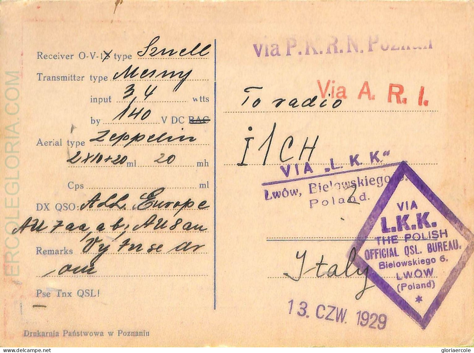 Ac6275 -  POLAND -  VINTAGE  POSTCARD -  Poznan - 1929   RADIO CARD - Radio