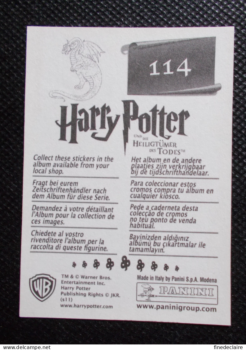 Vignette Autocollante Panini - Harry Potter Et Les Reliques De La Mort - Und Die Heiligtümer Des Todes - N° 114 - Deutsche Ausgabe