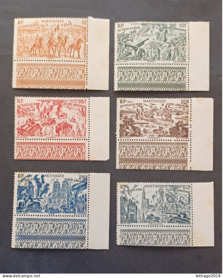 FRANCE COLONIE MARTINIQUE 1946 TCHAD AU RHIN TYPES TIMBRES AERIENS D AFRIQUE EQUATORIALE CAT YVERT N 7/12 MNH - 1946 Tchad Au Rhin