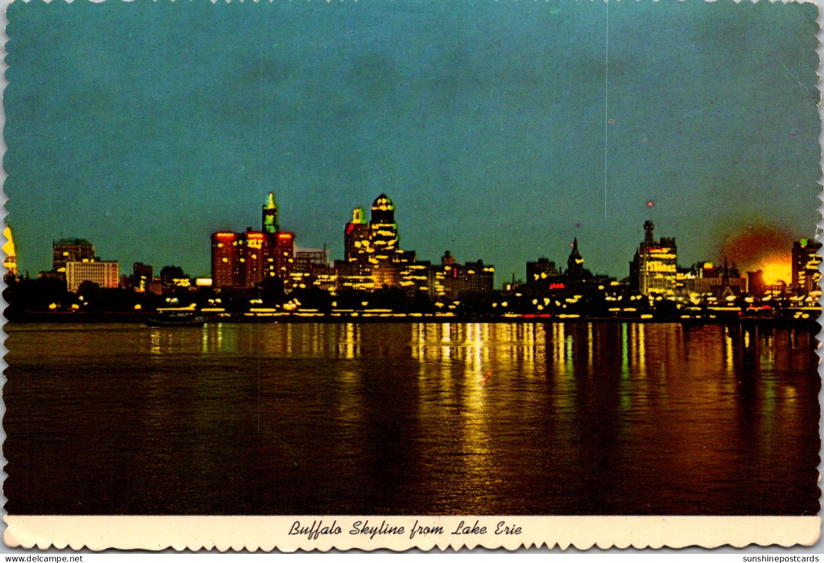 New York Buffalo Skyline Of Lake Erie At Night 1973 - Buffalo