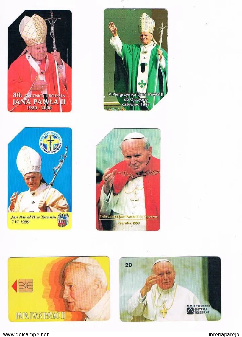 LOTE 6 TARJETAS TELEFÓNICAS PAPA JUAN PABLO II Wojtyla VATICANO RELIGIÓN TARJETA TELEFÓNICA ** - Onbekende Oorsprong