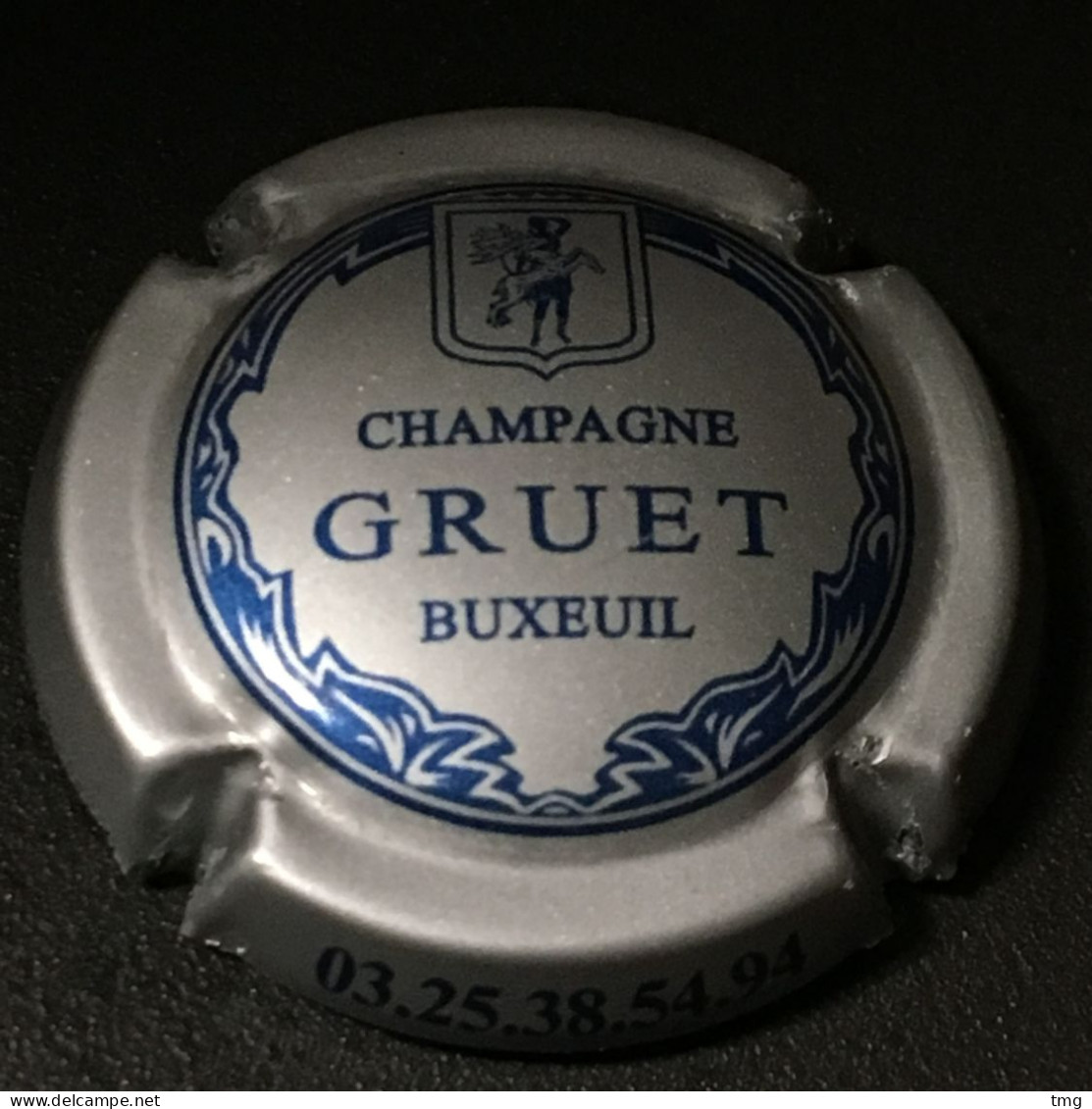 119b - 6 - Gruet Buxeuil Nom Horizontal, Petit Liseret Argent & Bleu (côte 1,5 Euros) Capsule De Champagne - Gruet