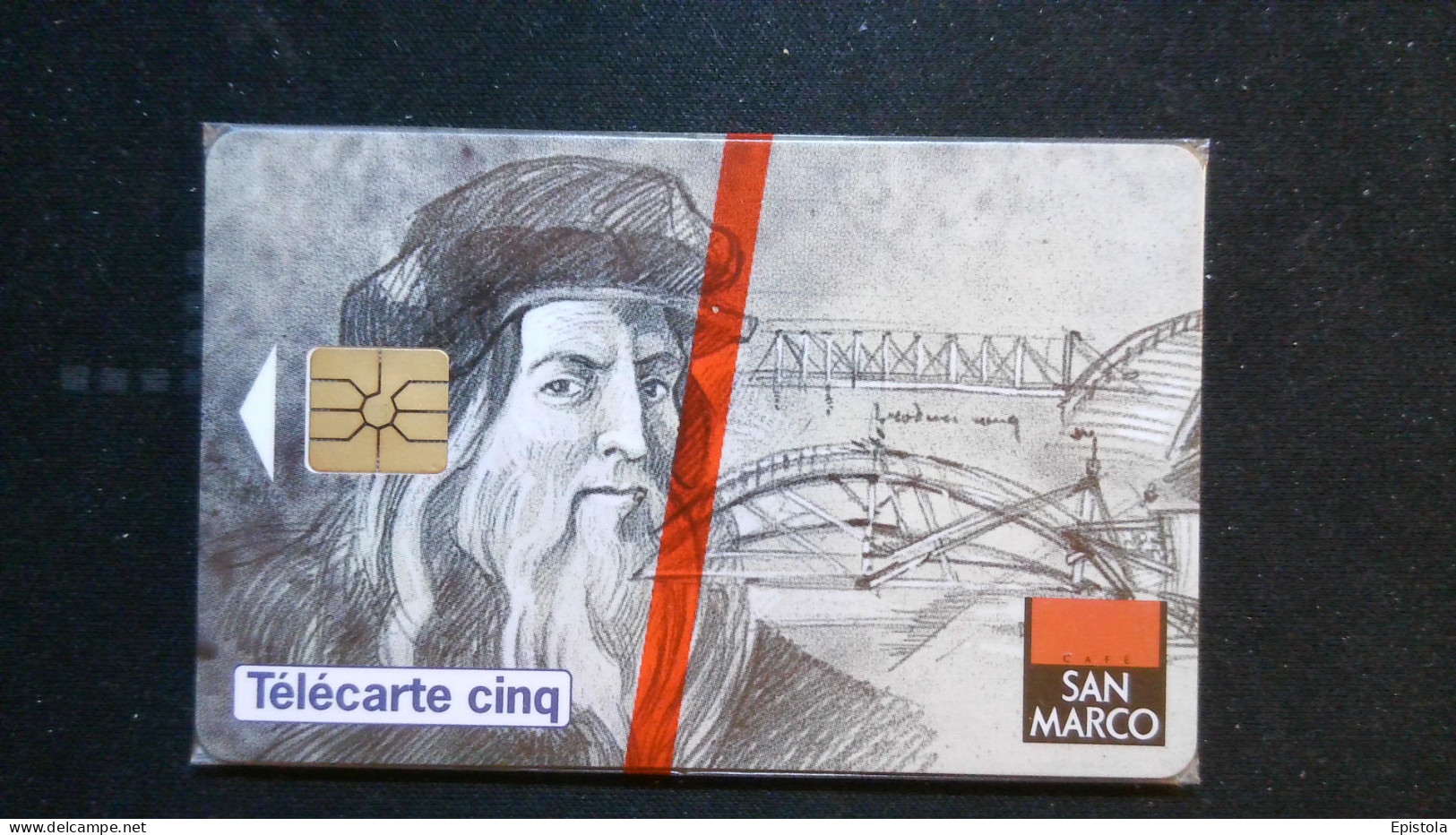 ► Café SAN MARCO  Léonard De Vinci  - Télécarte Neuve Sous Blister    5U  -   17 000 Ex - France Telecom - Pintura