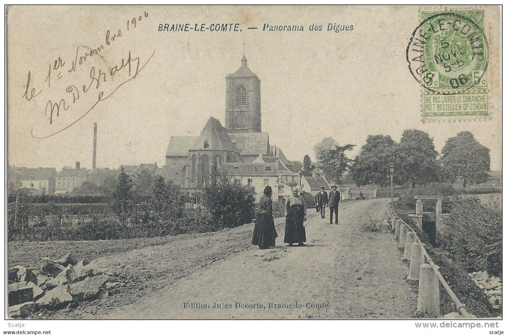 Braine-Le-Comte.   -   Panorama Des Digues;   Prachtige Kaart.  -   1906  Naar  Paris - Braine-le-Comte